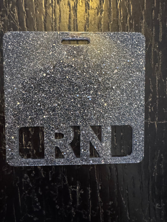 RN badge buddy (gray glitter)