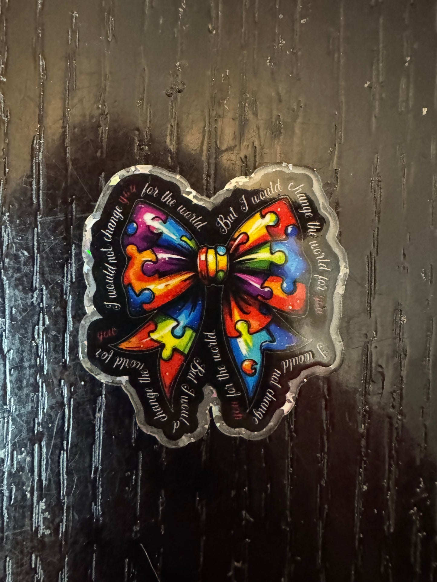 Autism bow badge reel