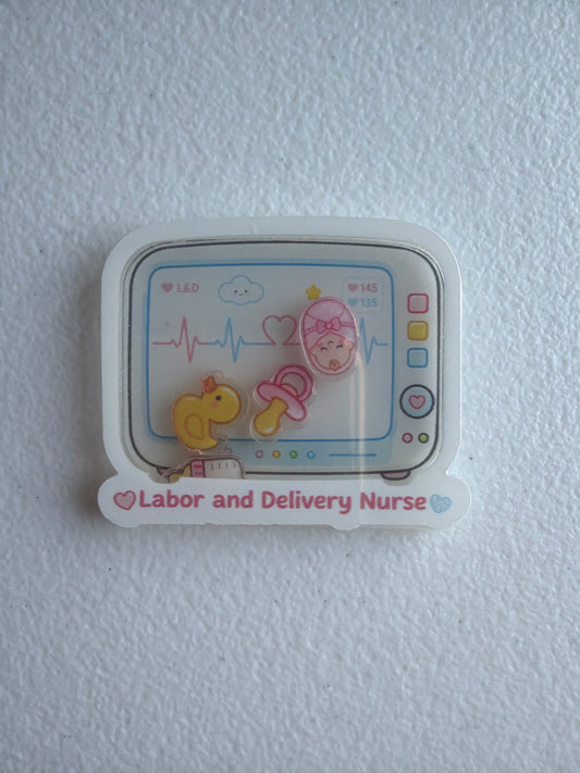 Labor & Delivery nurse shaker badge reel