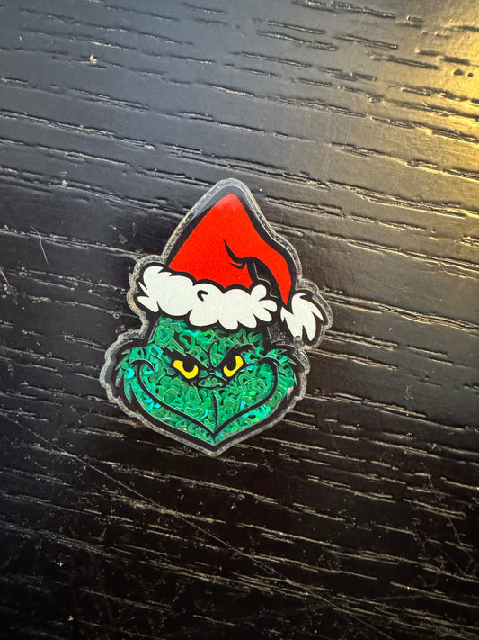 Christmas Grinch shaker badge reel