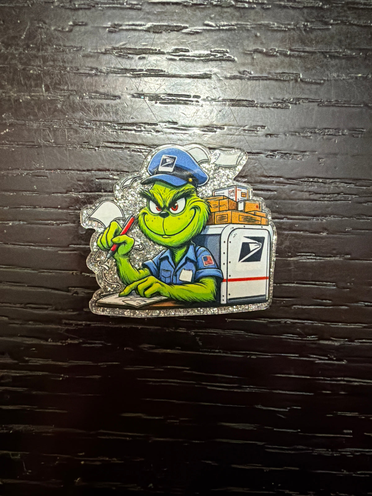 Christmas Grinch Postal service badge reel