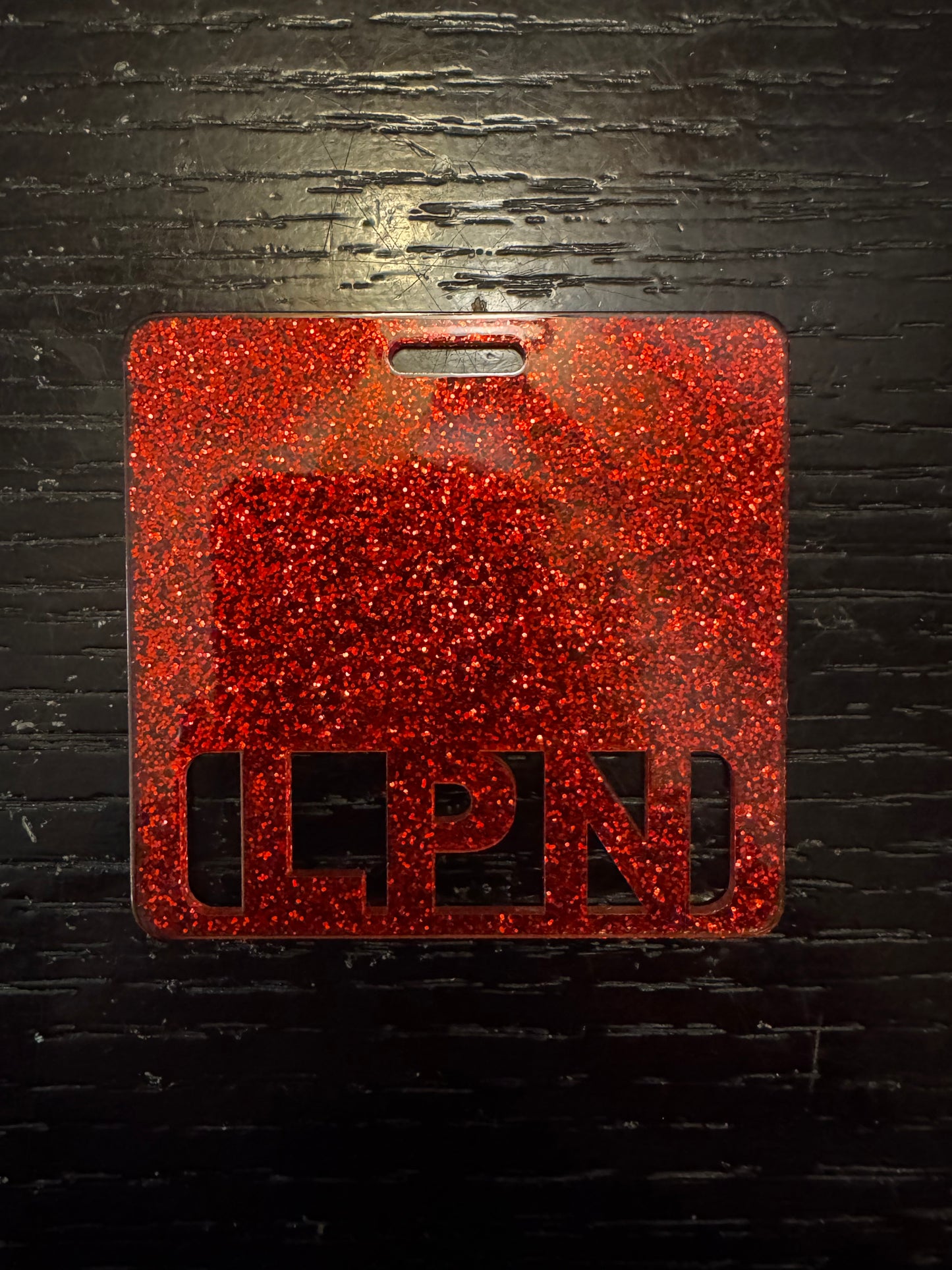 LPN Red glitter badge buddy