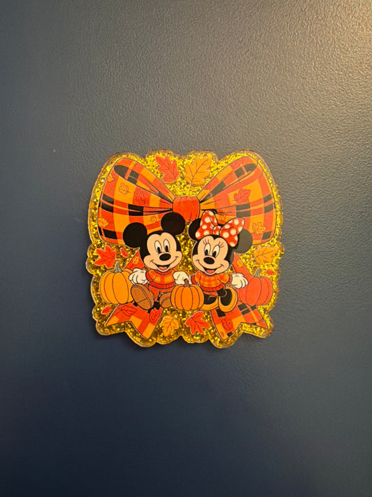 Fall Mickey & Minnie badge reel