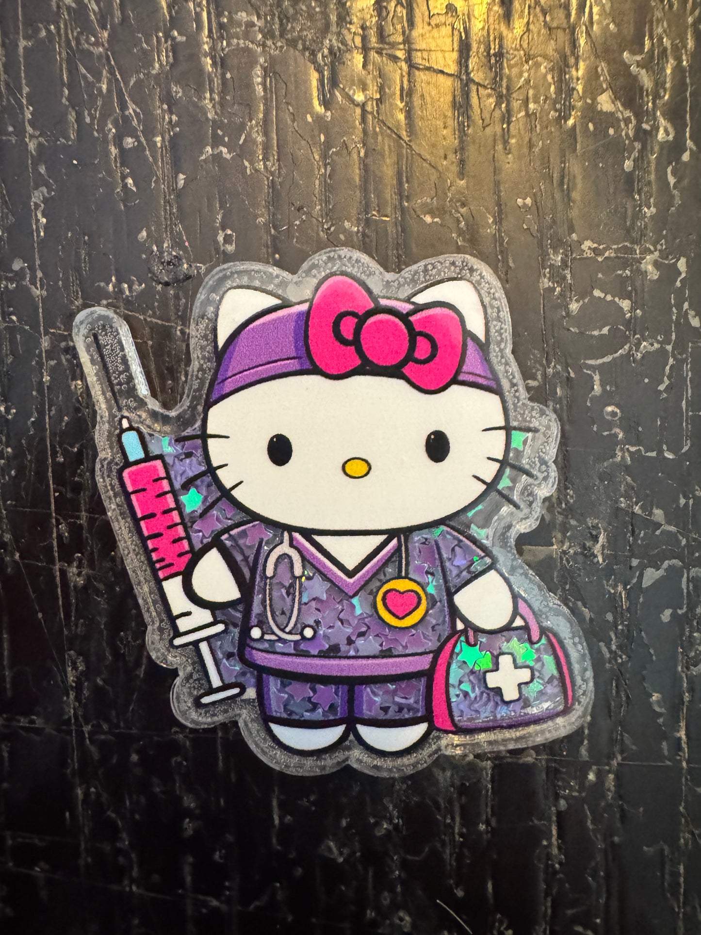 Hello kitty nurse shaker badge reel