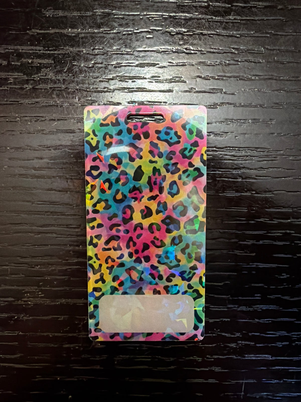 Leopard (Lisa Frank) holographic vertical badge buddy
