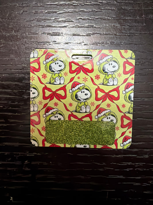 Christmas Snoopy Grinch badge buddy