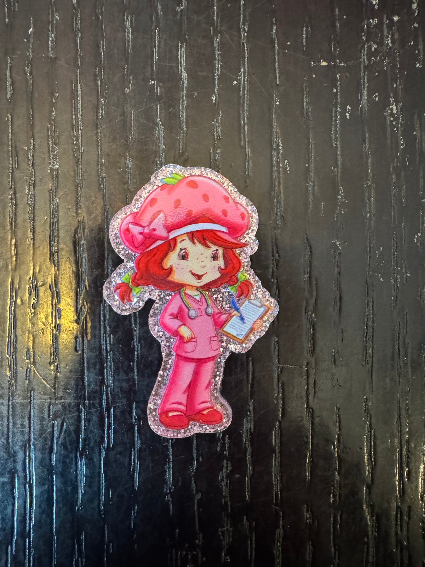 Strawberry shortcake nurse badge reel