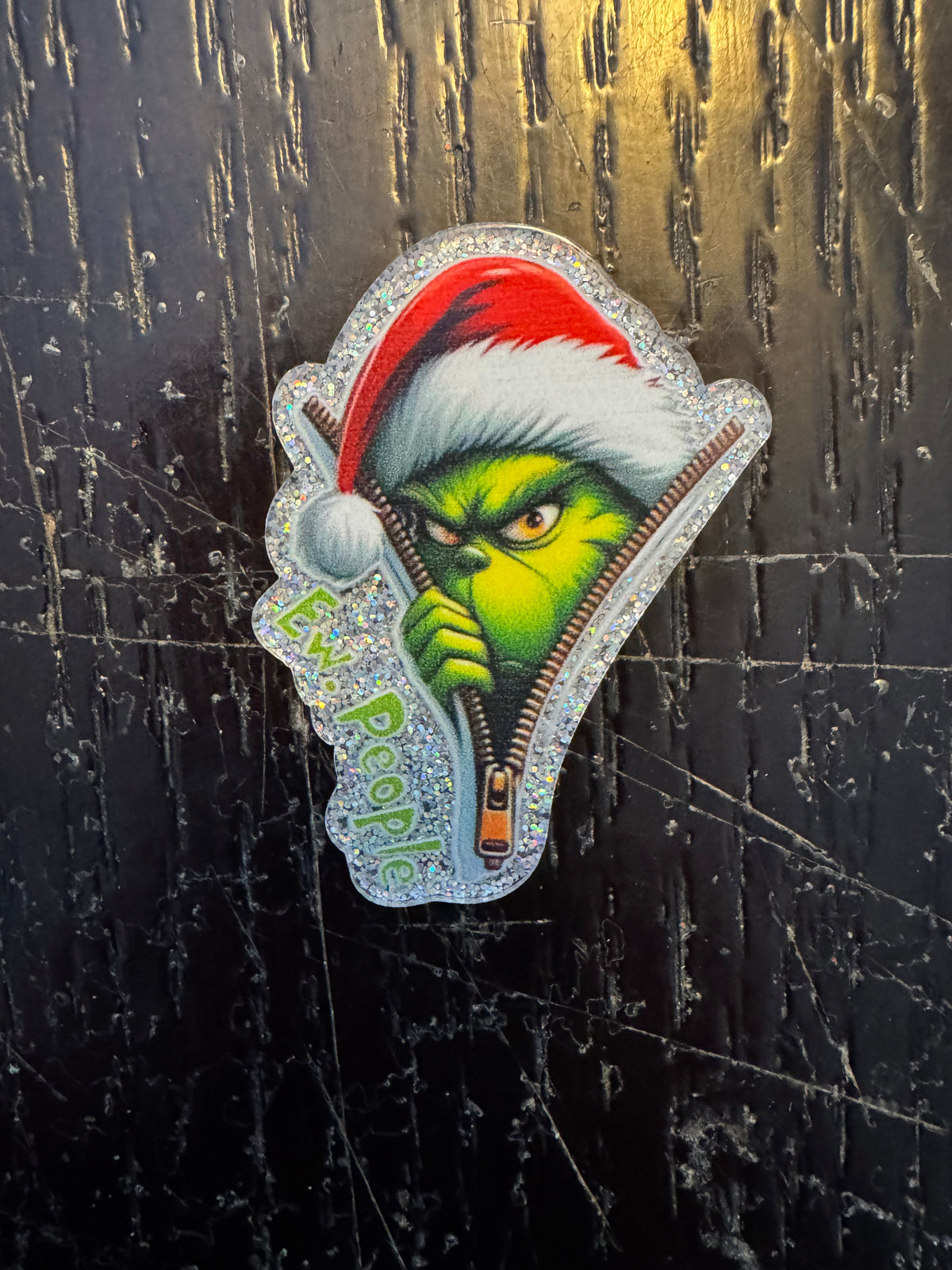 Christmas grinch badge reel