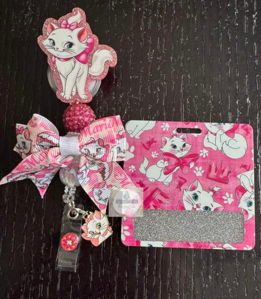 Marie cat badge reel & badge buddy