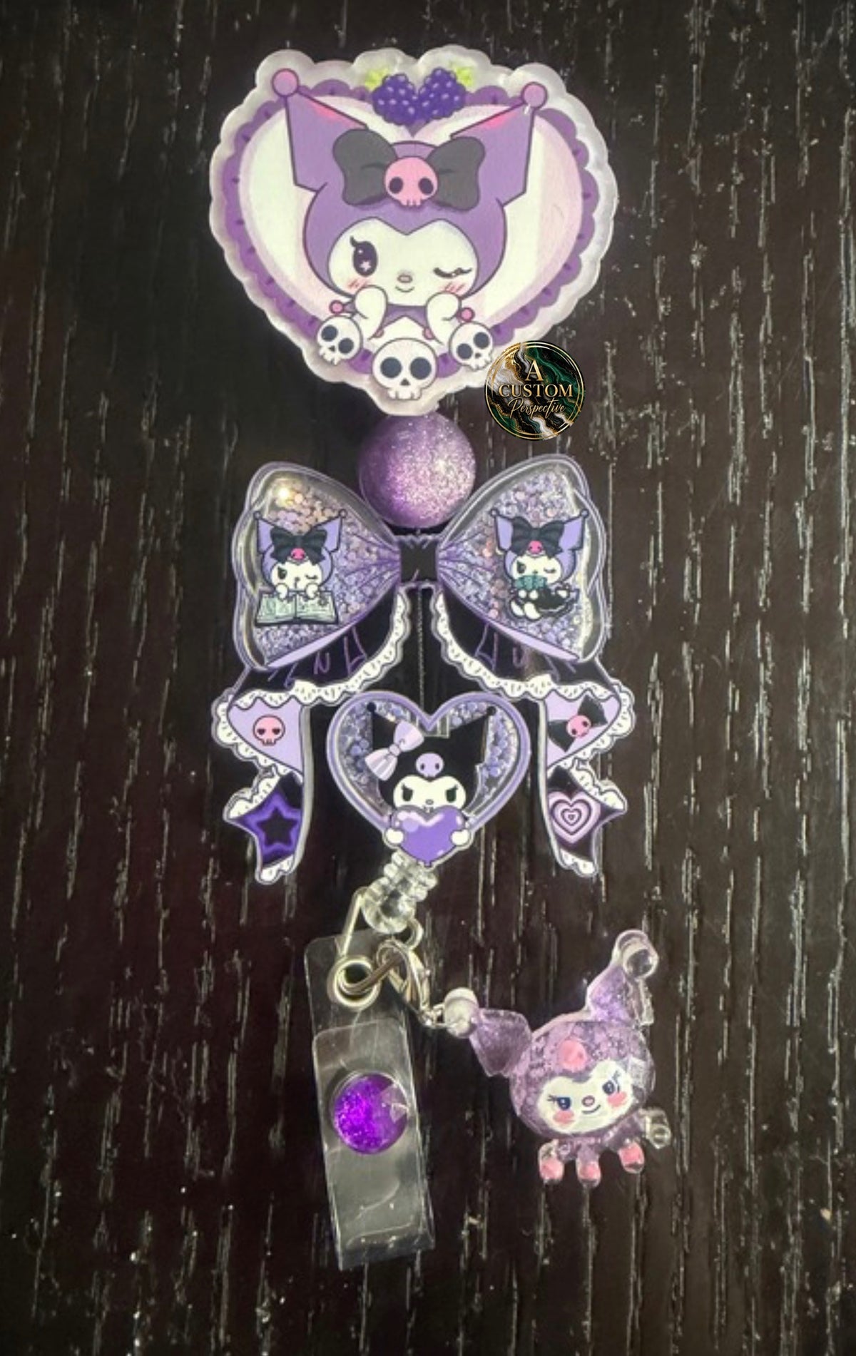 Kuromi badge reel