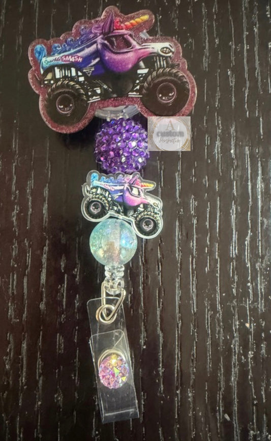 Sparkle smash monster truck badge reel