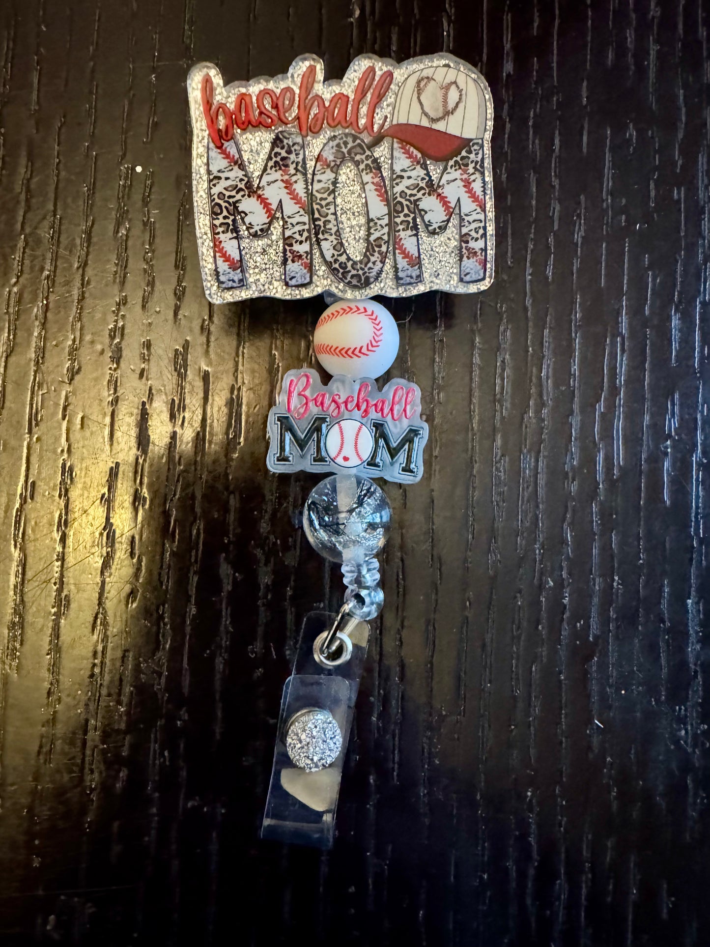 Baseball mom badge reel