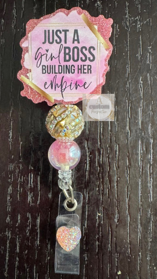 Just a girl boss badge reel