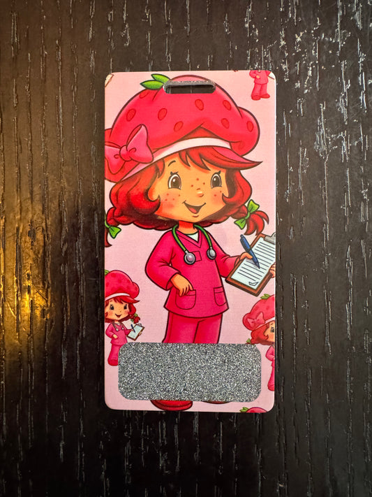 Strawberry Shortcake nurse vertical badge buddy