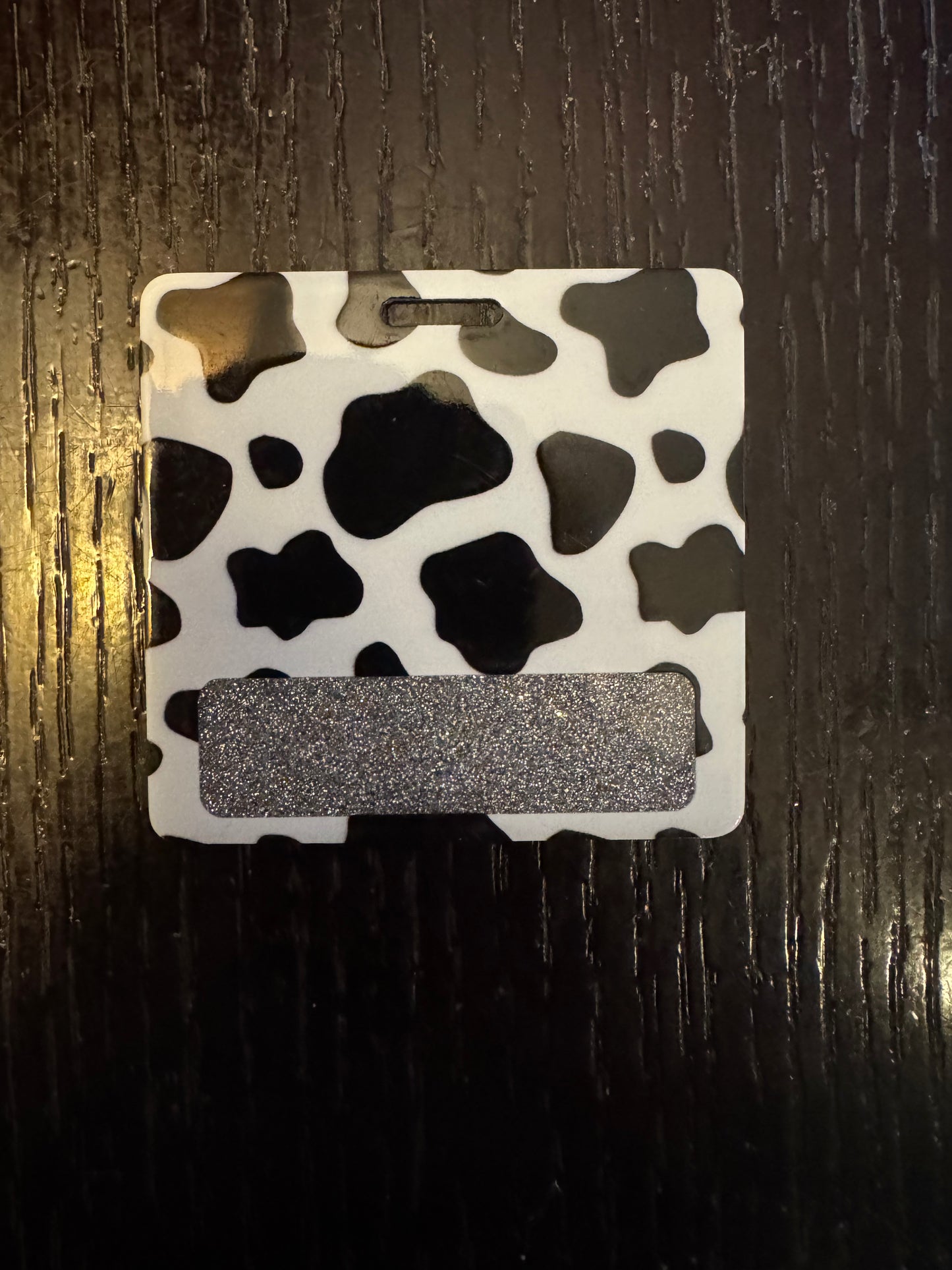 Cow print badge buddy