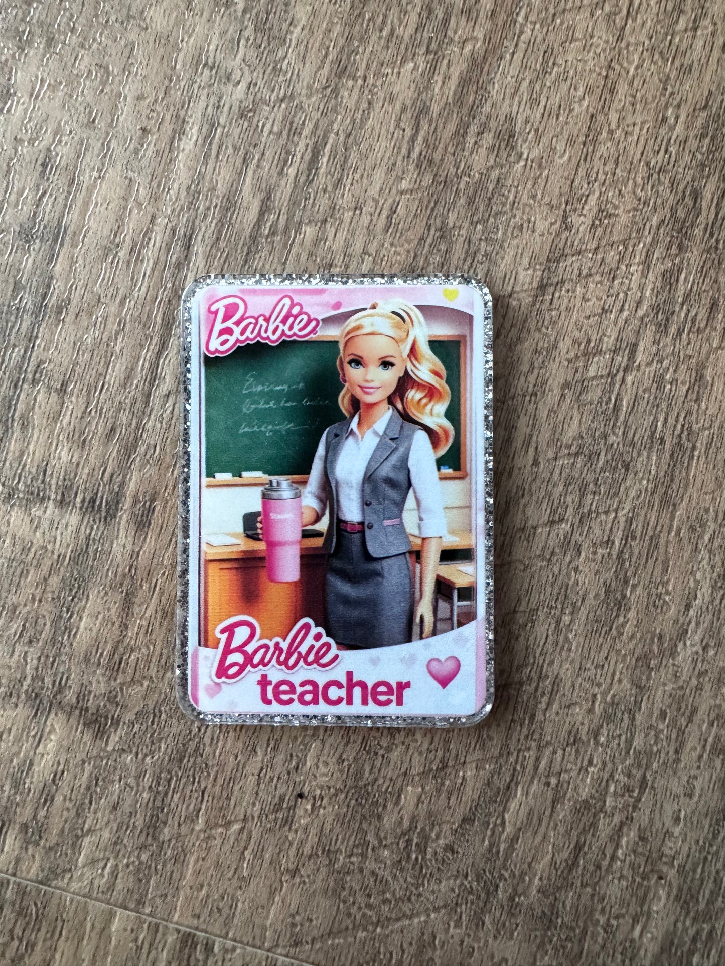 Barbie teacher badge reel