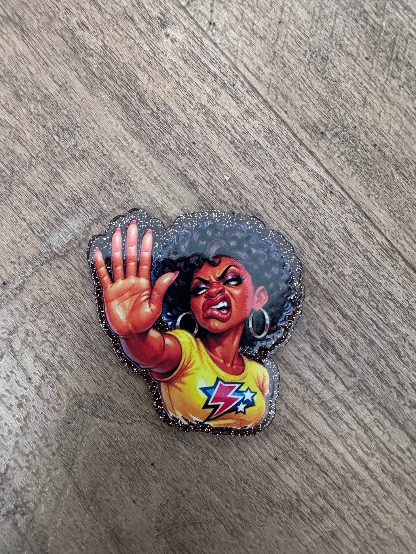 Talk to the hand badge reel