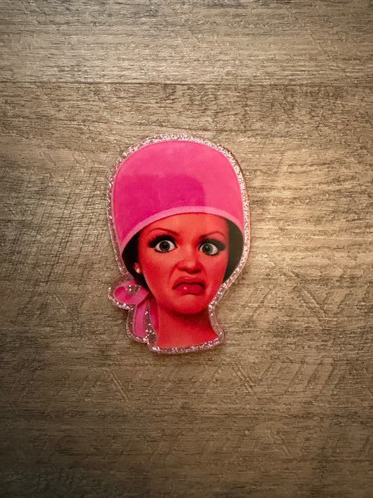 Barbie (brown hair) badge reel