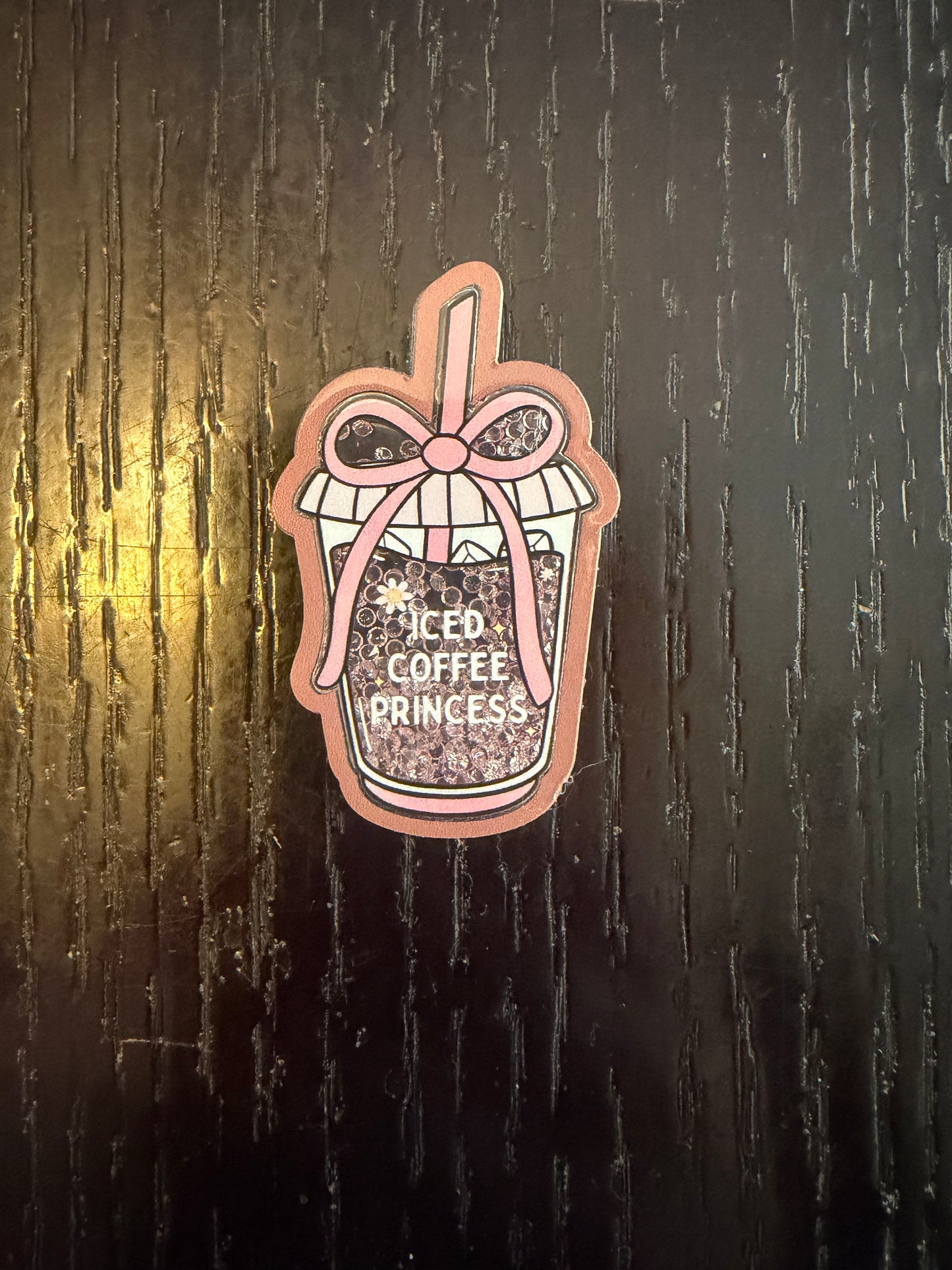 Iced coffee girly badge reel