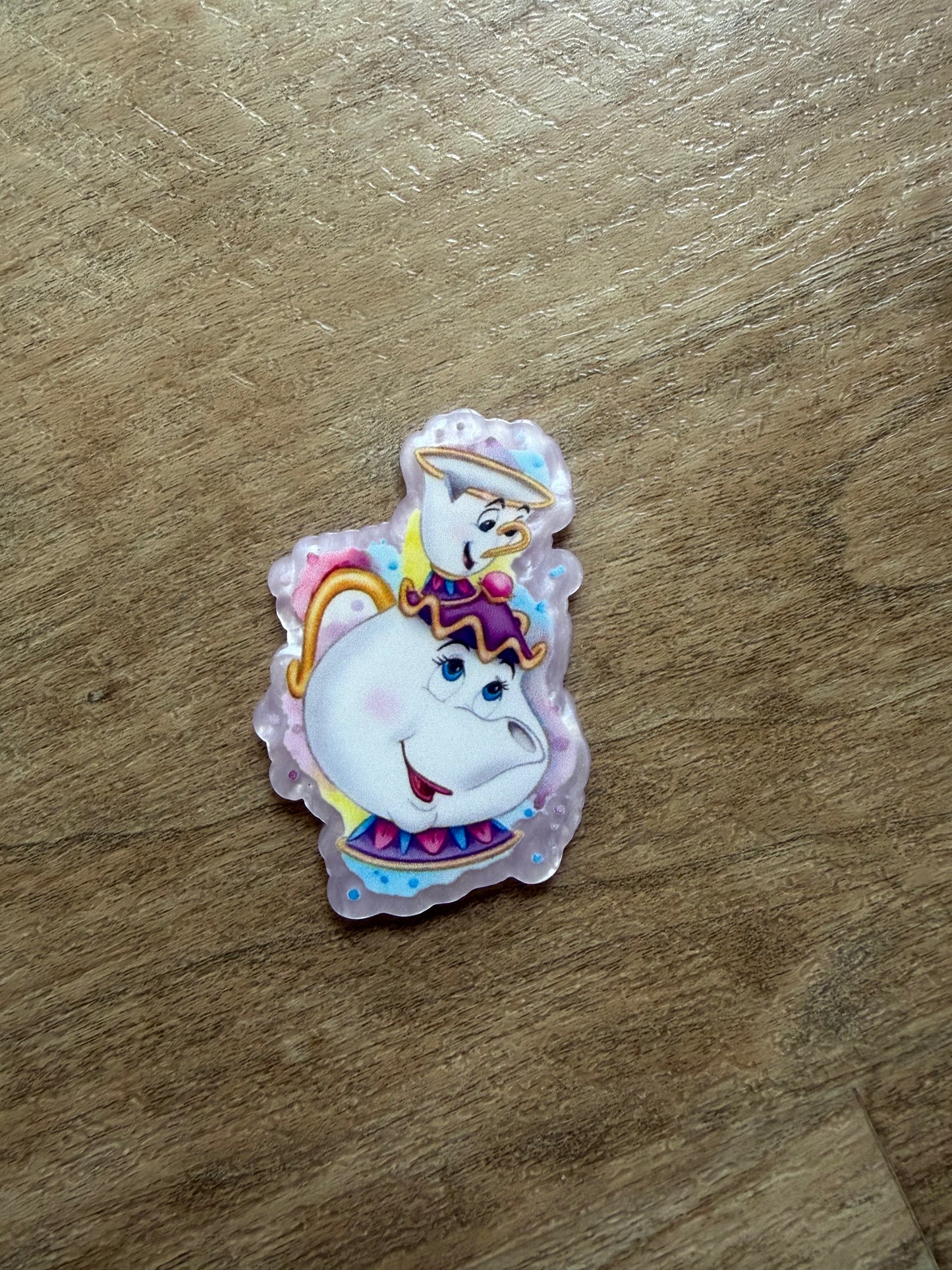 Mrs. Pots & Chip badge reel