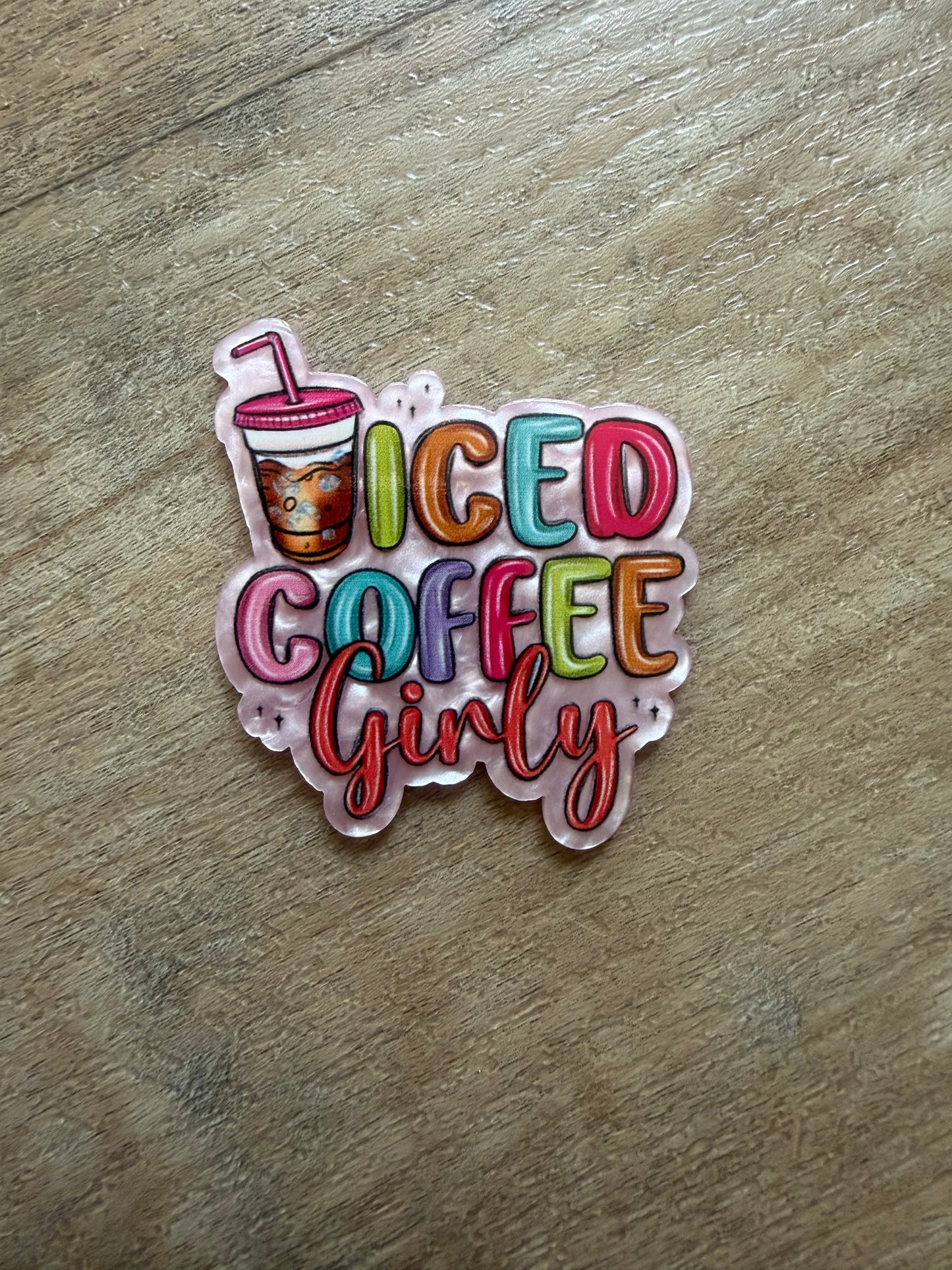Iced Coffee girly badge reel