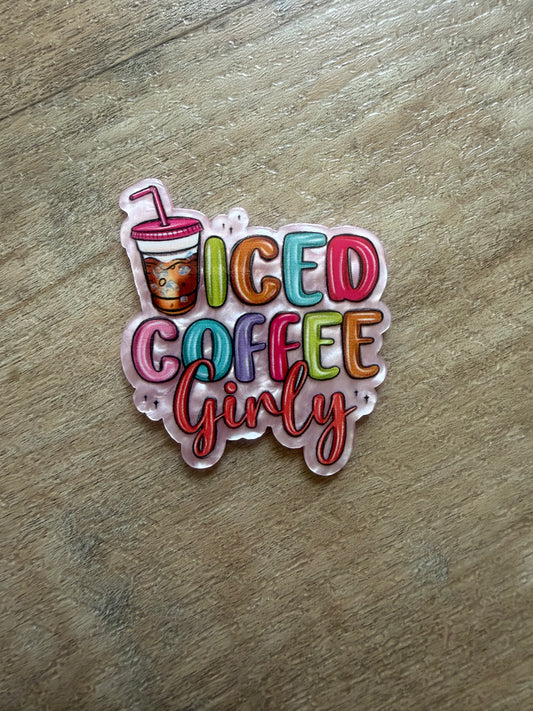 Iced Coffee girly badge reel