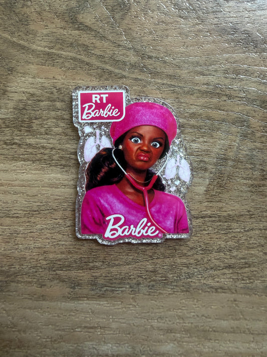 Respiratory Therapist Barbie badge reel