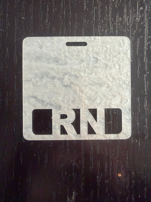 RN badge buddy (white marble)