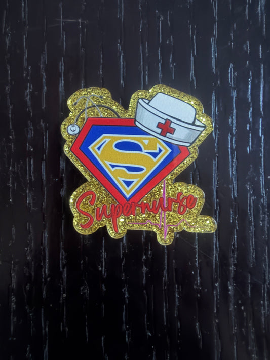 Super nurse badge reel