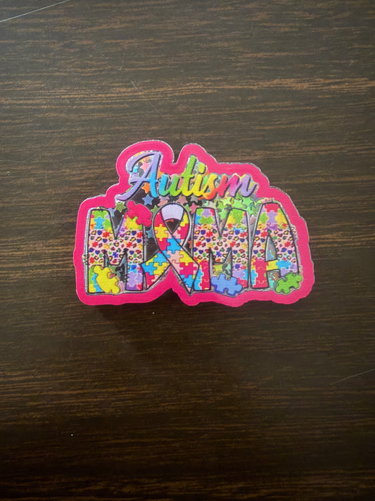 Autism mama shaker badge reel