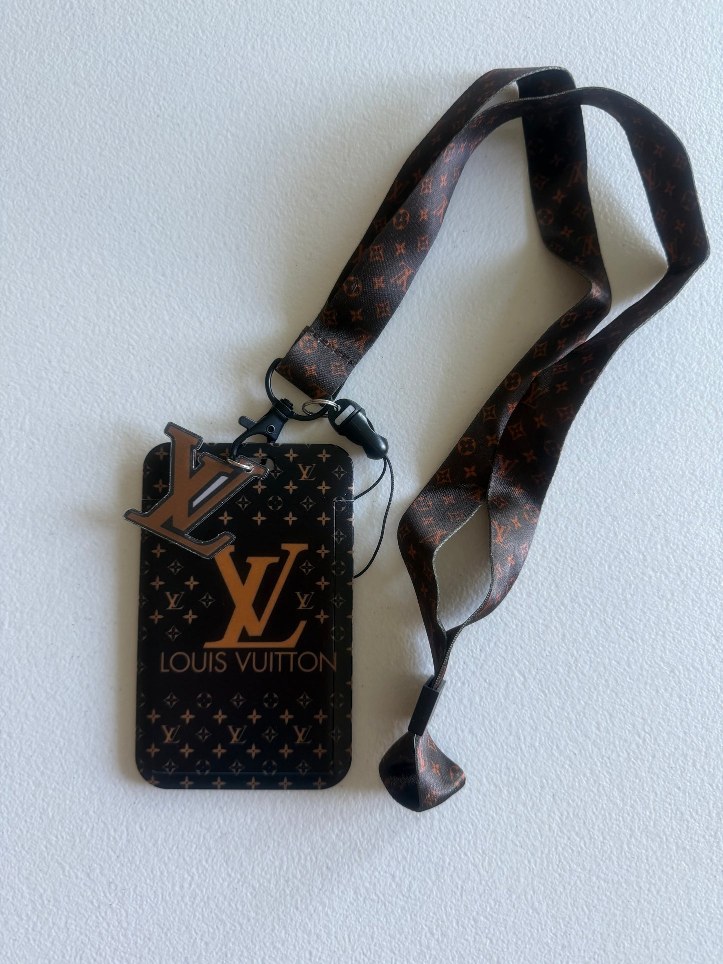 LV vertical ID card holder and matching lanyard
