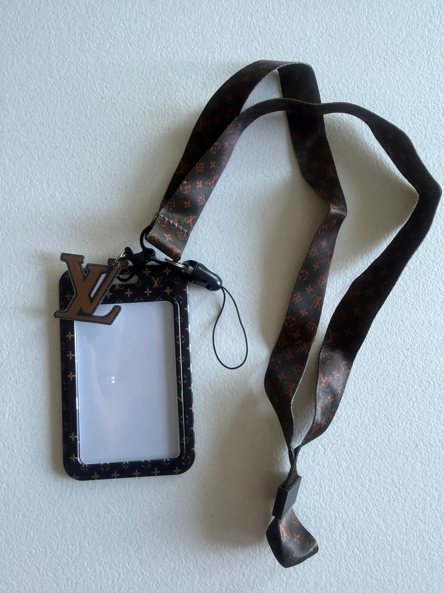 LV vertical ID card holder and matching lanyard