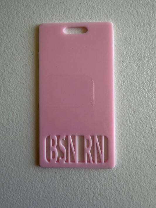 BSN RN vertical badge buddy (light pink)