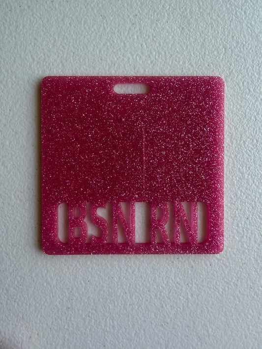 BSN RN badge buddy (pink glitter)