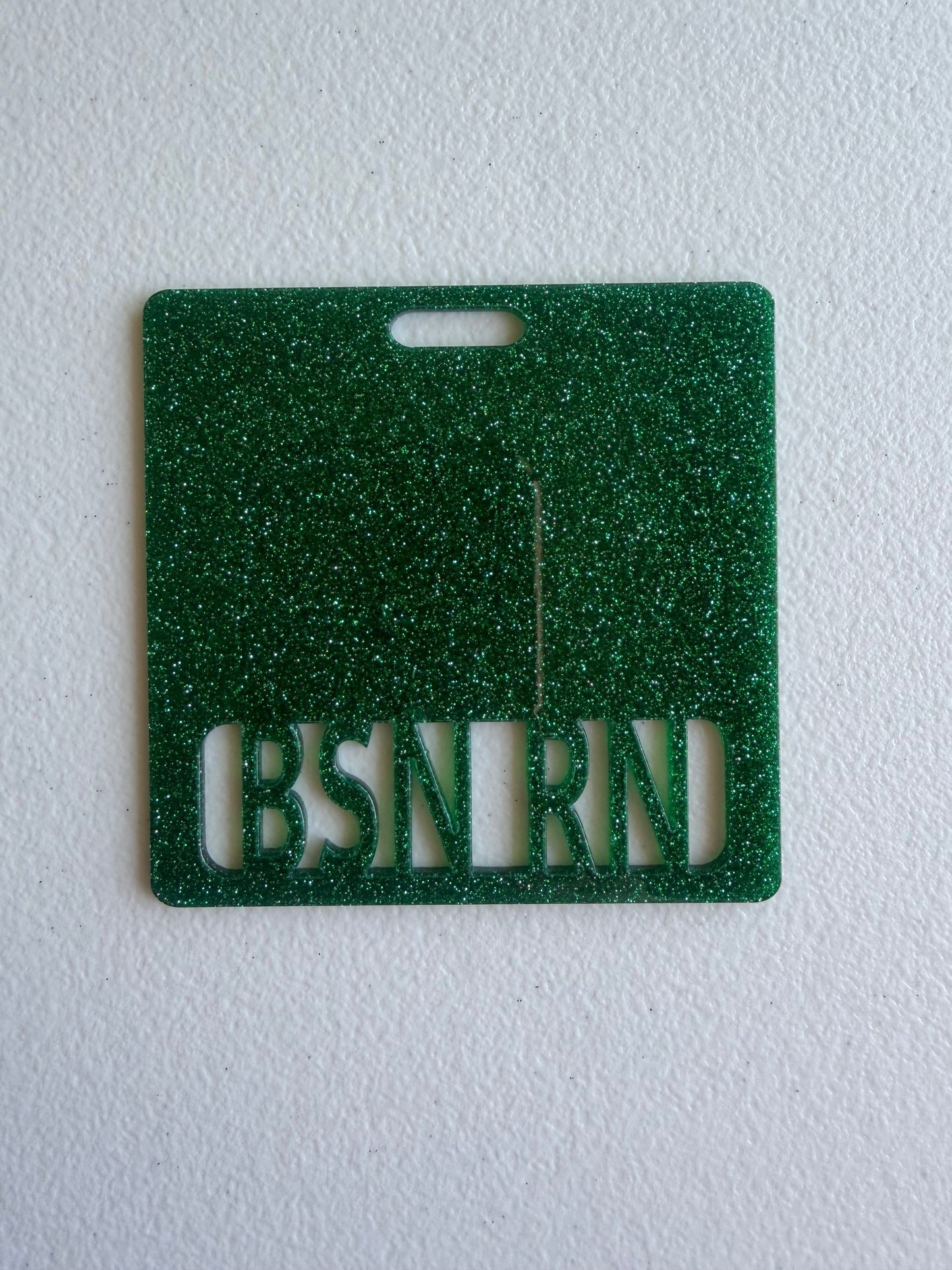BSN RN badge buddy (dark green glitter)