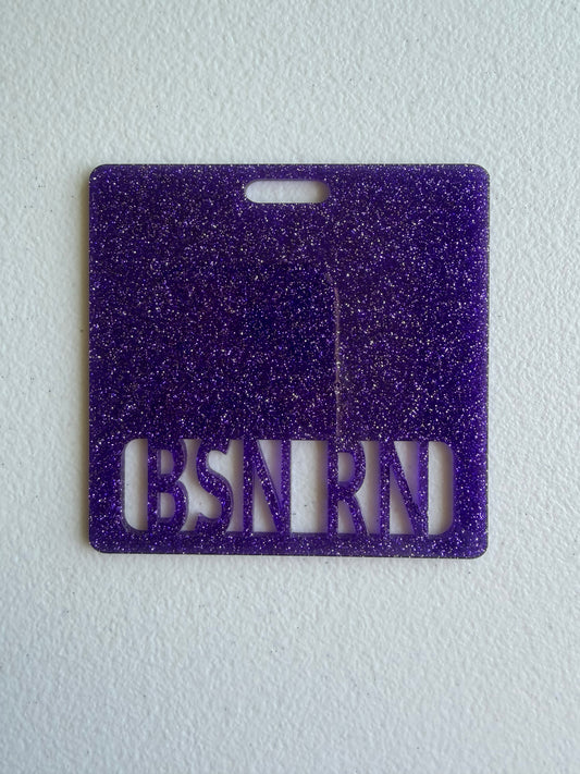 BSN RN badge buddy (dark purple glitter)
