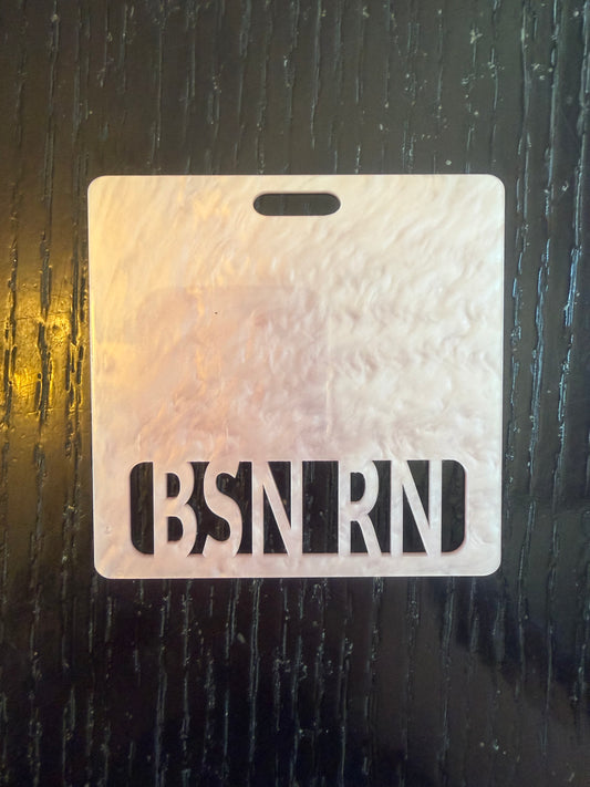 BSN RN badge buddy (light pink marble)