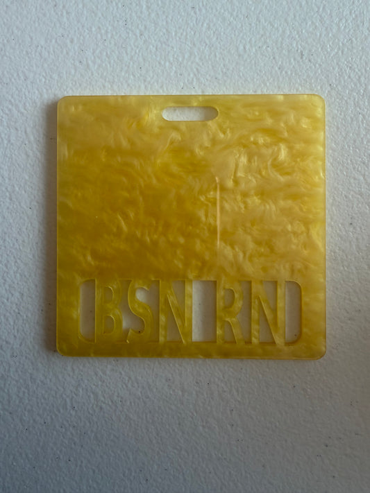 BSN RN badge buddy (yellow marble)