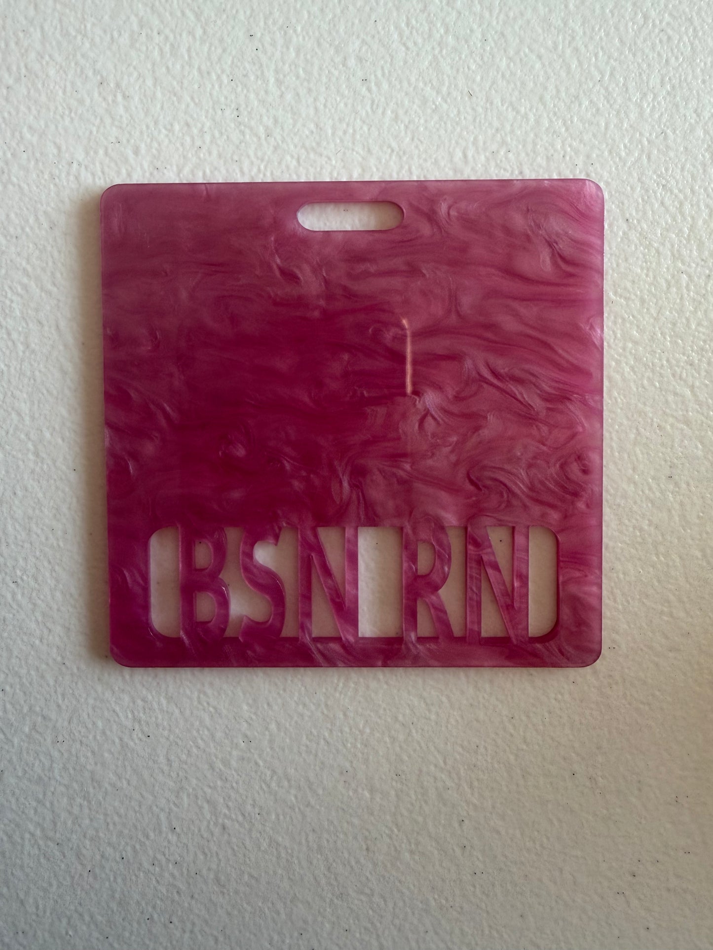 BSN RN badge buddy (pink marble)