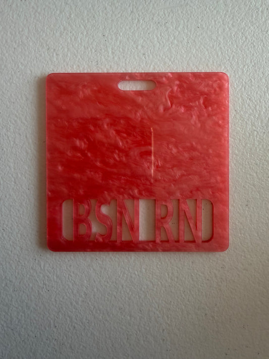 BSN RN badge buddy (peach marble)
