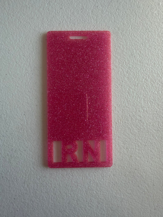 RN vertical badge buddy (pink glitter)