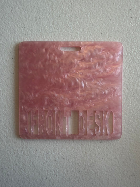Front Desk badge buddy (light pink marble)