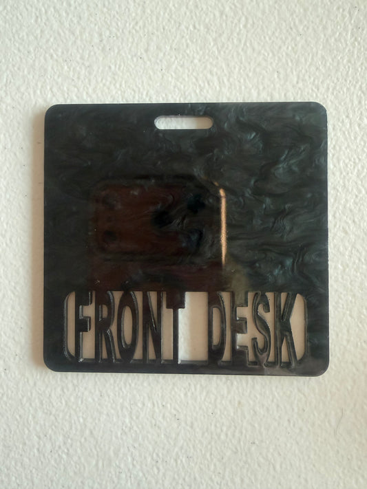 Front Desk badge buddy (black marble)