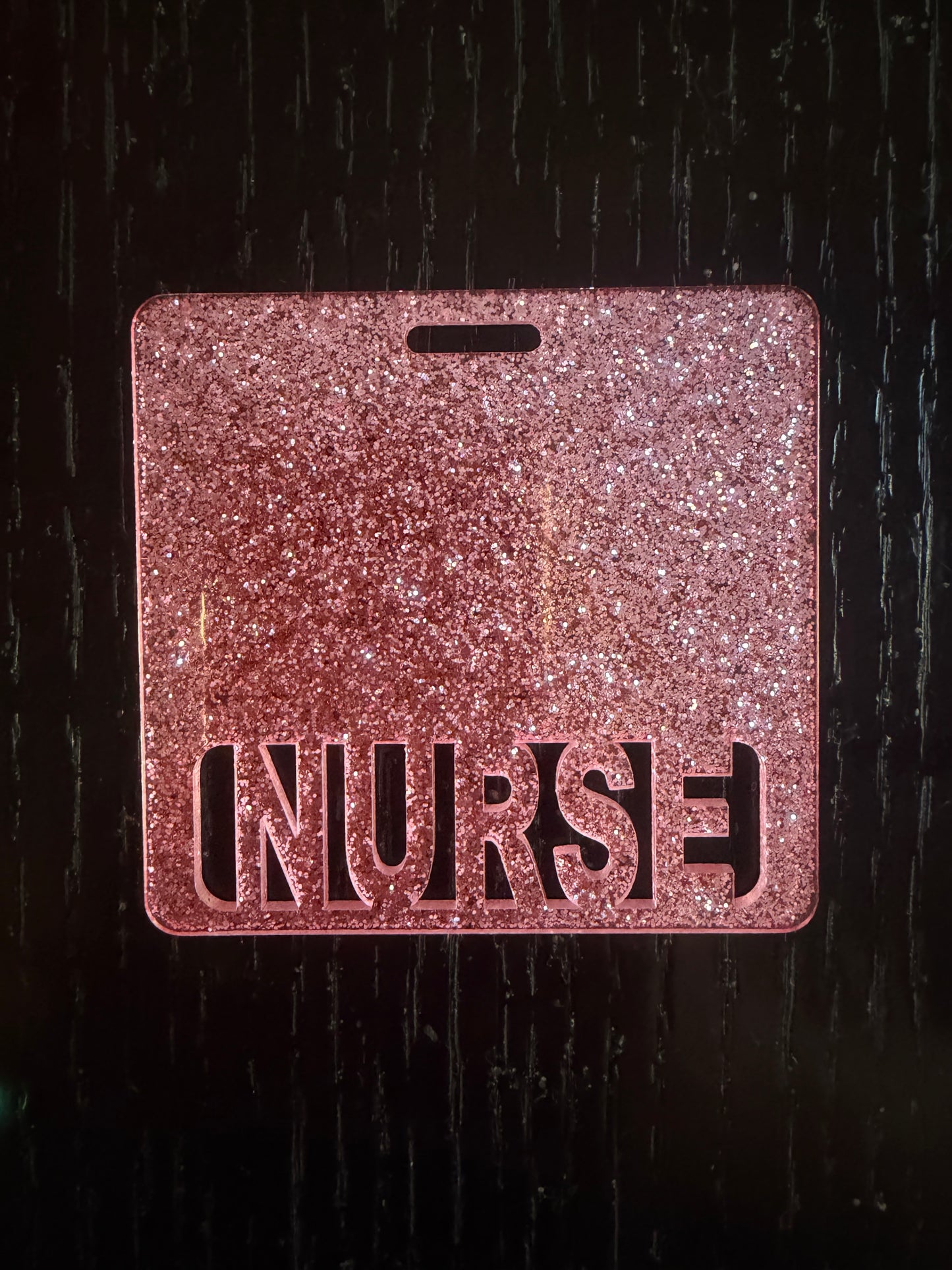 Nurse badge buddy (light pink glitter)