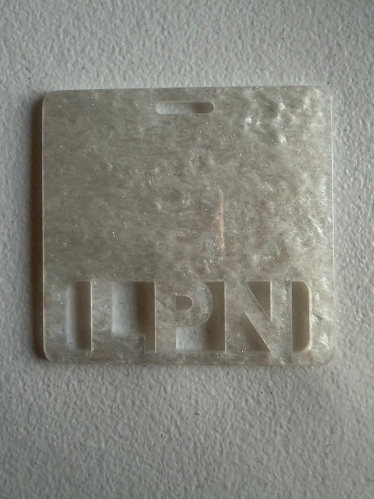 LPN badge buddy (white marble)