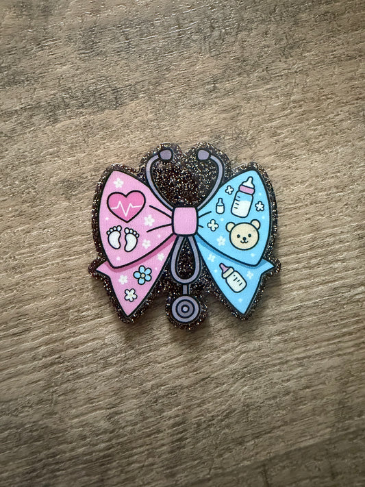 Baby medical bow badge reel