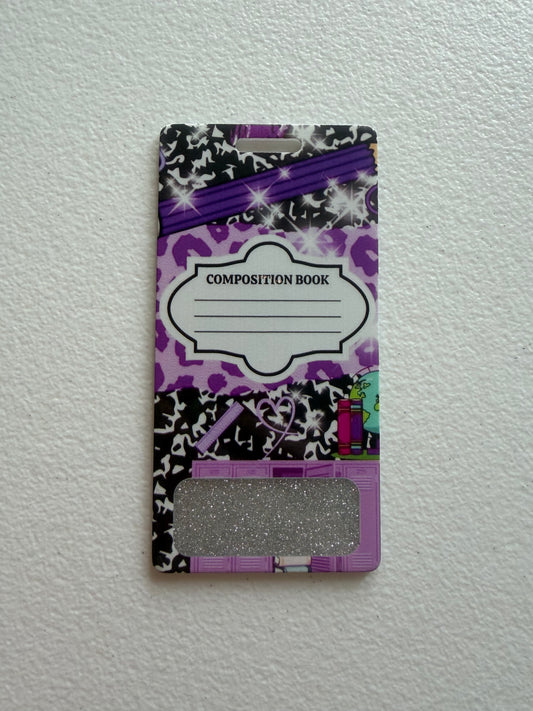 Composition book vertical badge buddy