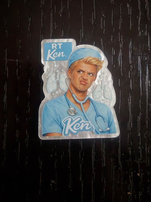 Barbie Ken respiratory therapist badge reel (no glitter)
