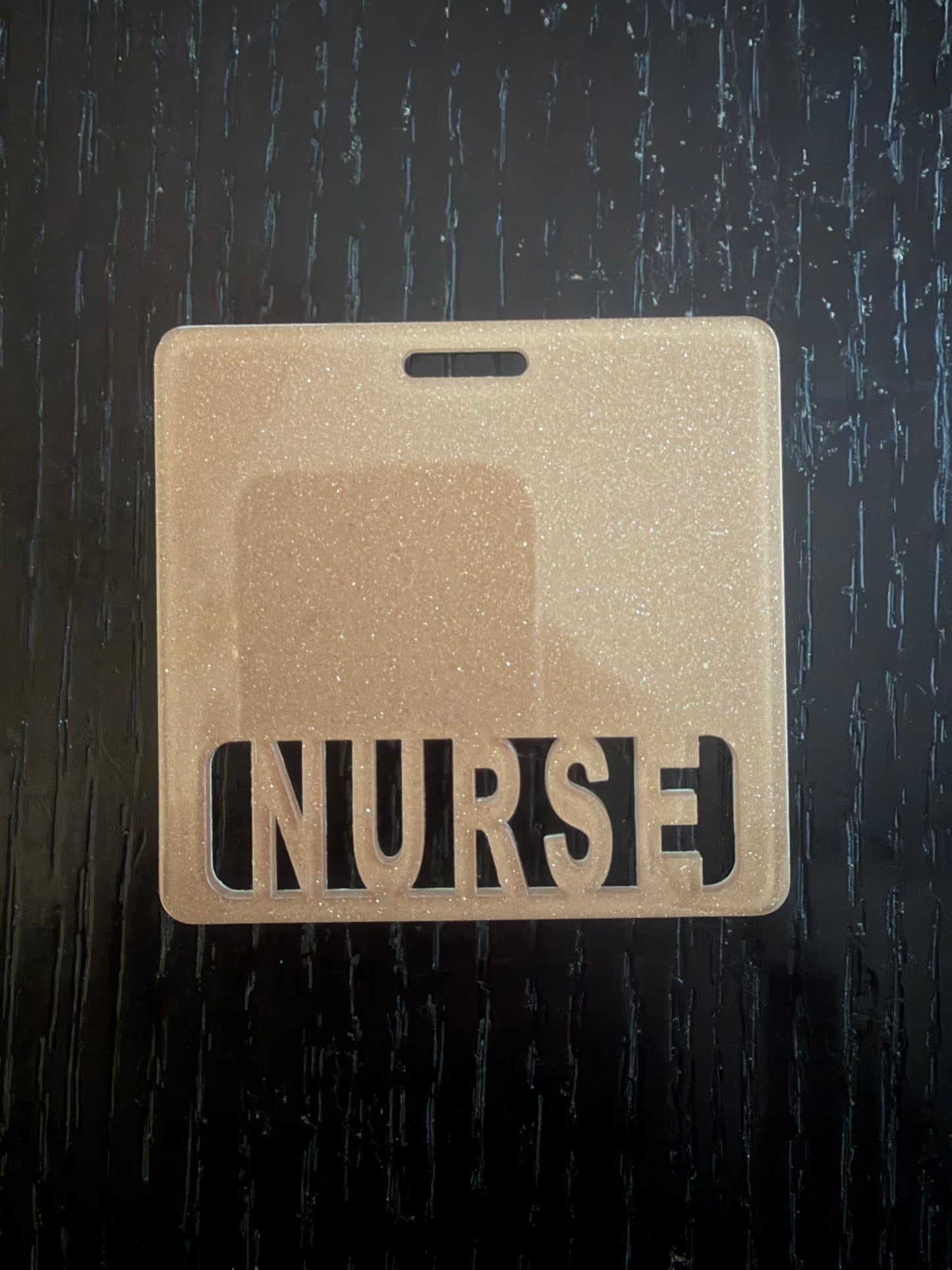 Nurse badge buddy (brown glitter)
