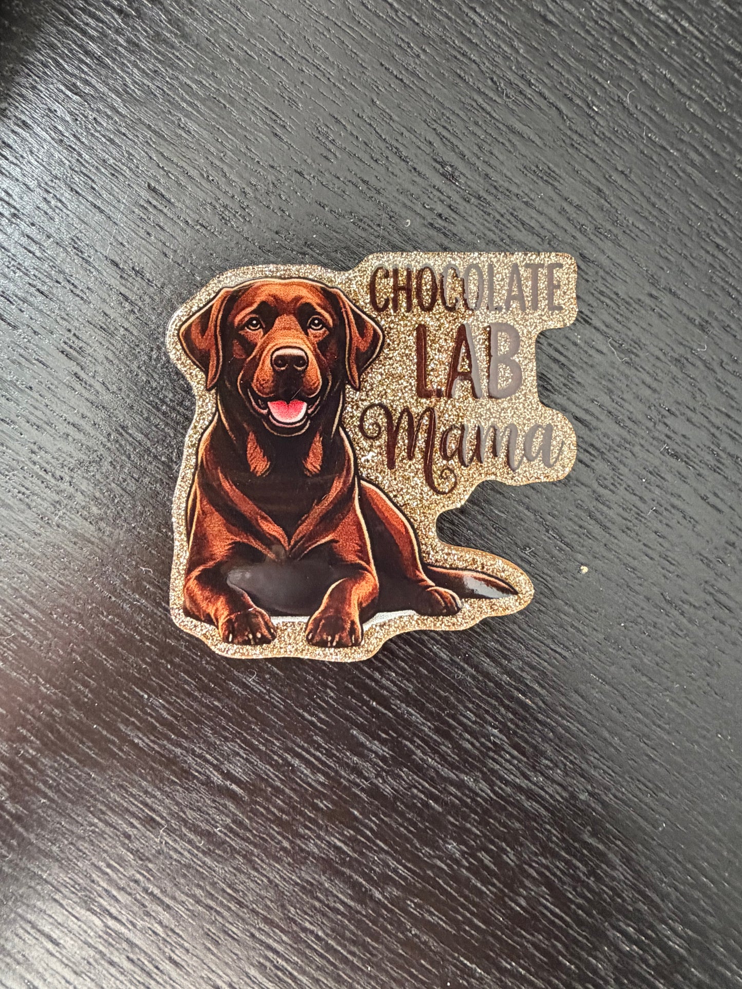 Chocolate lab mama badge reel